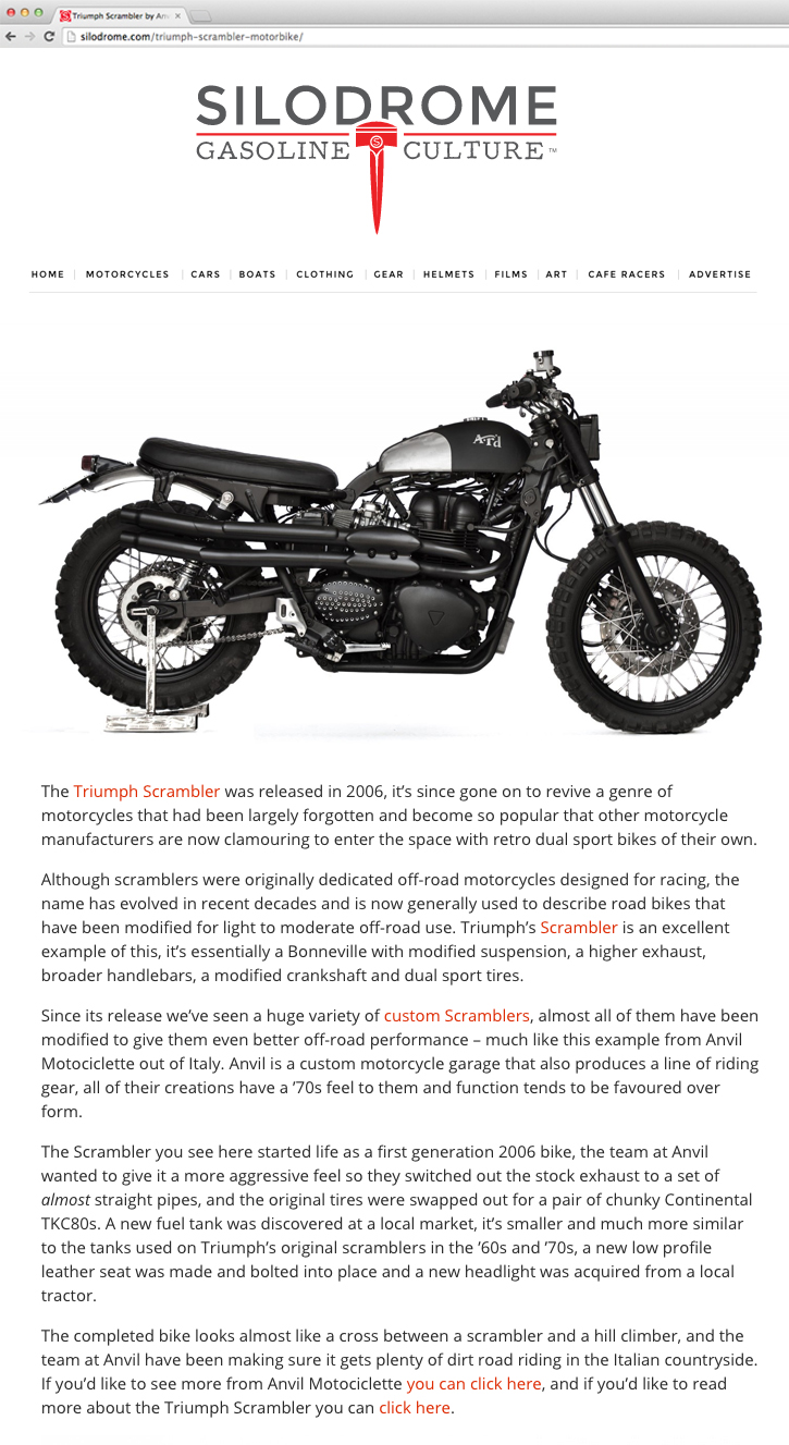 anvil motociclette on silodrome